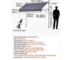 Rankiniu būdu ištraukiama lauko markizė 300 cm
