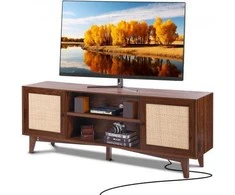 TV staliukas Vevor Rataninė TV spintelė 191cm, bohemiškas stilius, riešuto spalva