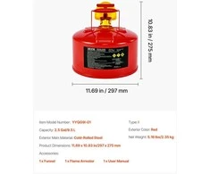 VEVOR Raudonas 9.5 L benzino kanistras