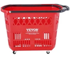 Vevor Raudonas plastikinis prekybos vežimėlis 6 vnt 39L