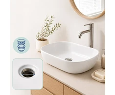 Relaxdays Kvadratinis ant stalviršio montuojamas praustuvas, be skylės maišytuvui