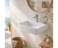 Relaxdays Kvadratinis praustuvas su skylute maišytuvui