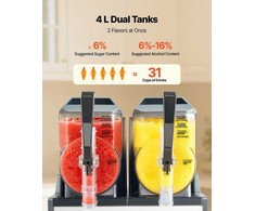 VEVOR Šaldytas gėrimų aparatas namams 4L x 2 talpos
