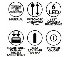 Saska Garden Saulės lemputė su šešiomis LED lemputėmis