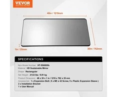 VEVOR Sieninis kvadratinis veidrodis 1219 x 762 mm