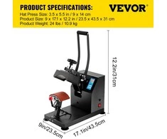 Kepurė VEVOR Skrybėlių šilumos presas 600 W