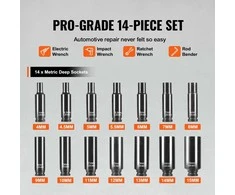 Vevor Smūginiai galvutės rinkinys 14 vnt. 1/4" 4-15 mm