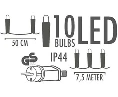 ProGarden Sodo girlianda su 10 LED lempučių
