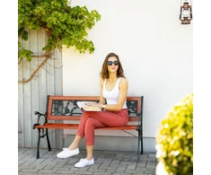Relaxdays Sodo suoliukas su rožių raštu