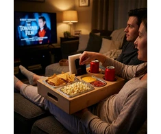 Relaxdays Sofos padėklas su 3 nerūdijančio plieno dubenėliais