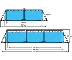 Jilong Stačiakampis baseinas metaliniu rėmu 300x207x66 cm