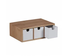 Relaxdays Stalčių dėžutė iš bambuko ir MDF, 3 skyriai