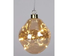 Christmas Decoration stiklinis lašo formos LED papuošalas 10 cm aukso