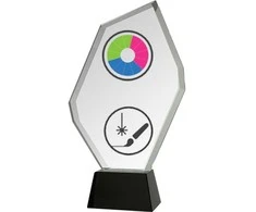 Stiklinis trofėjus su spalvotu atspaudu