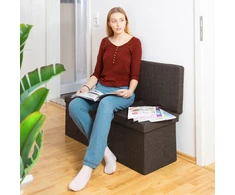 Relaxdays Sulankstoma daiktadėžė-pufas su atlošu XL