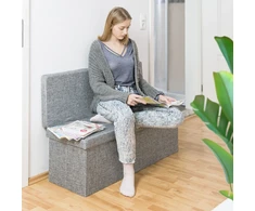 Relaxdays Sulankstomas daiktų laikymo pufas su atlošu XL