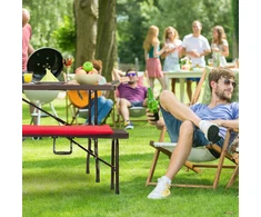Relaxdays Sulankstomas sodo stalas su medžio imitacija