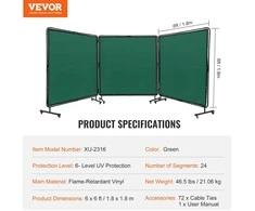 VEVOR Suvirinimo uždanga su rėmu 180x180 cm žalia