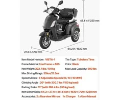 Vevor Triratė elektrinė motoroleris senjorams ir suaugusiems