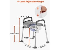 Vevor Tualeto kėdė 4-in-1 su pakeliamu aukščiu