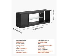 TV staliukas VEVOR TV stovas iki 165 cm su stikline lentyna
