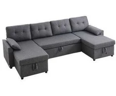 Vevor U formos 6 vietų miegamoji sofa pilka