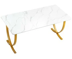 Vevor Vadovo stalas, 160x80 cm, balta ir aukso