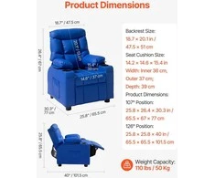 Vevor Vaikiška recliner sofa su puodelių laikikliais