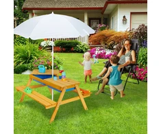 Relaxdays Vaikiškas pikniko stalas su skėčiu