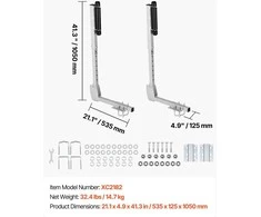 Vevor Valčių priekabų kreiptuvai, reguliuojami 700-1050 mm aukščio