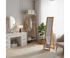 Relaxdays Veidrodis su bambukiniu rėmu