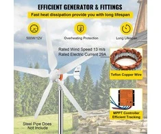 Horizontalios ašies vėjo jėgainė, generatorius Vevor 12V 800W, 3 menčių