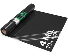 VEVOR 0,1 mm juoda polietileno plėvelė 3,05 x 30,48 m