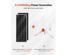 VEVOR 12V 600W saulės ir vėjo energijos komplektas