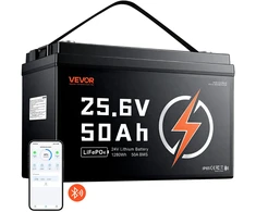 VEVOR 24V 50Ah LiFePO4 ličio baterija su Bluetooth