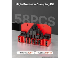 VEVOR 58 dalių 5/8" T formos griovelio prispaudimo rinkinys