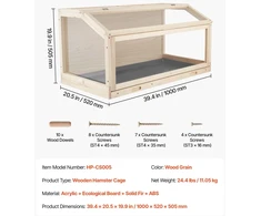 Medinis žiurkėnų narvas VEVOR HP-CS005, 1000 x 520 x 505 mm