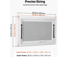 VEVOR Prekybinis langas 915x610mm maisto furgonui