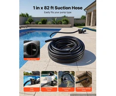 VEVOR Siurbimo žarna 25 mm x 25 m su apkabomis, juoda
