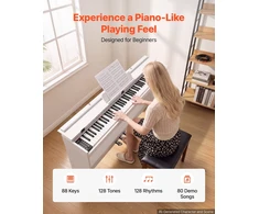 VEVOR Skaitmeninis pianinas 88 klavišų baltas