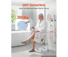 VEVOR Sukama dušo kėdė 360°, reguliuojamo aukščio