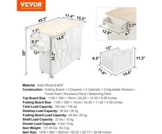 VEVOR Virtuvinis vežimėlis su mediniu stalviršiu