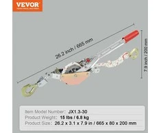 Vevor Virvės traukiklis 750 kg su 30 m virve