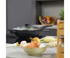 Relaxdays Wok keptuvė su dangčiu 30 cm