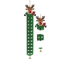 Home Styling Collection Žalias veltinis advento kalendorius su elniu