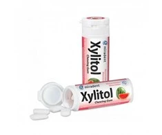 Miradent XYLITOL becukrė kramtomoji guma su ksilitoliu arbūzo skonio, 30 vnt.
