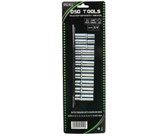 11 VNT. 3/8″ ILGŲ 6 KAMPŲ GALVUČIŲ RINKINYS (8–19 MM) ANT LAIKIKLIO DS1311