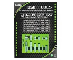 12 VNT. 1/4", 3/8", 1/2" JUNGTIES 10mm IR 13mm TRUMPOS IR GILIOS GALVUTĖS DS1317