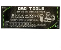 28 VNT. 1/4", 3/8" IR 1/2" JUNGTIES E STAR TORX GALVUTĖS DS1314