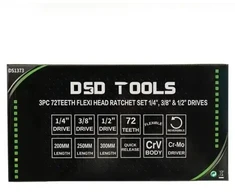 3 VNT. LANKSČIOS GALVOS TERKŠLIŲ KOMPLEKTAS 1/4", 3/8" IR 1/2" JUNGTIMS DS1373